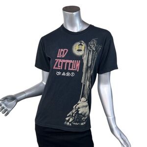 Led Zeppelin Size SMALL Hermit Graphic Band Tee Black Crew Neck T Shirt